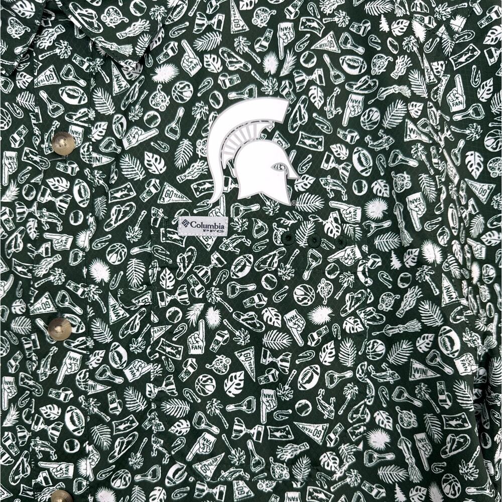 NWT Columbia Michigan State Spartans Super Slack Tide Omni Shade Shirt Mens Sz M - Picture 5 of 9